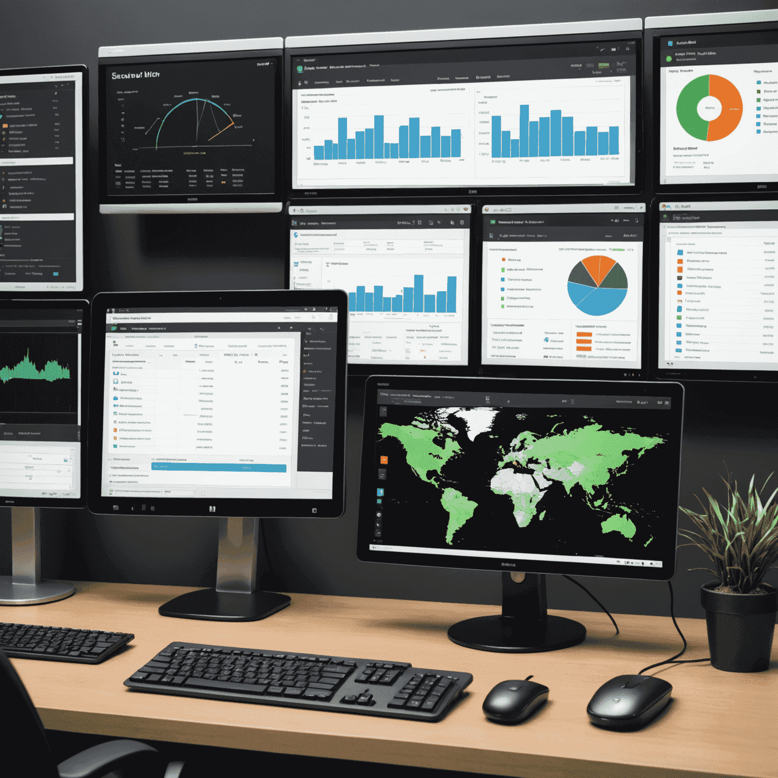 Tableau de bord montrant la gestion des ressources réseau avec Advanced IP Scanner, incluant des graphiques et des listes d'appareils