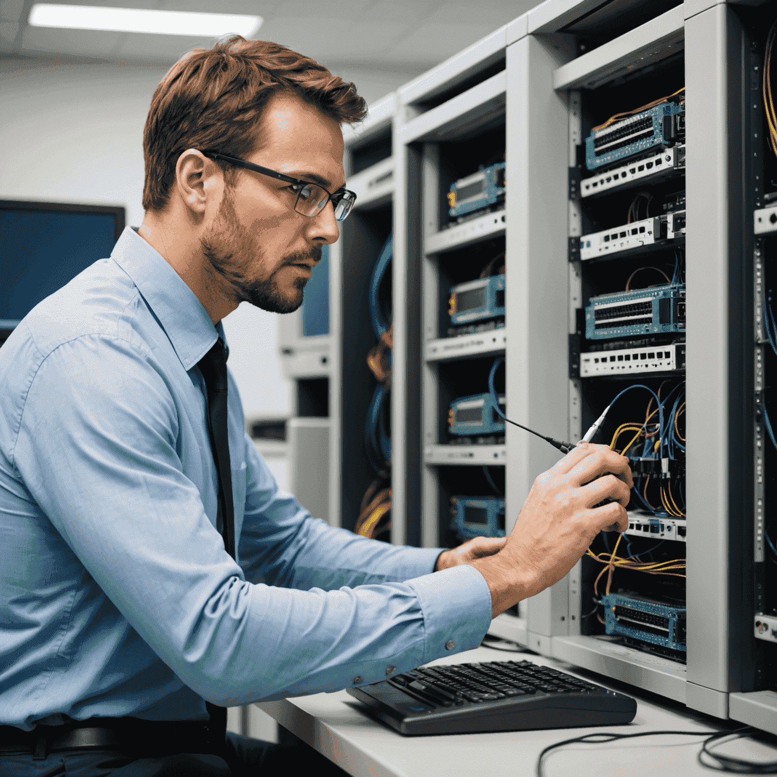 Technicien utilisant Advanced IP Scanner pour résoudre un problème réseau