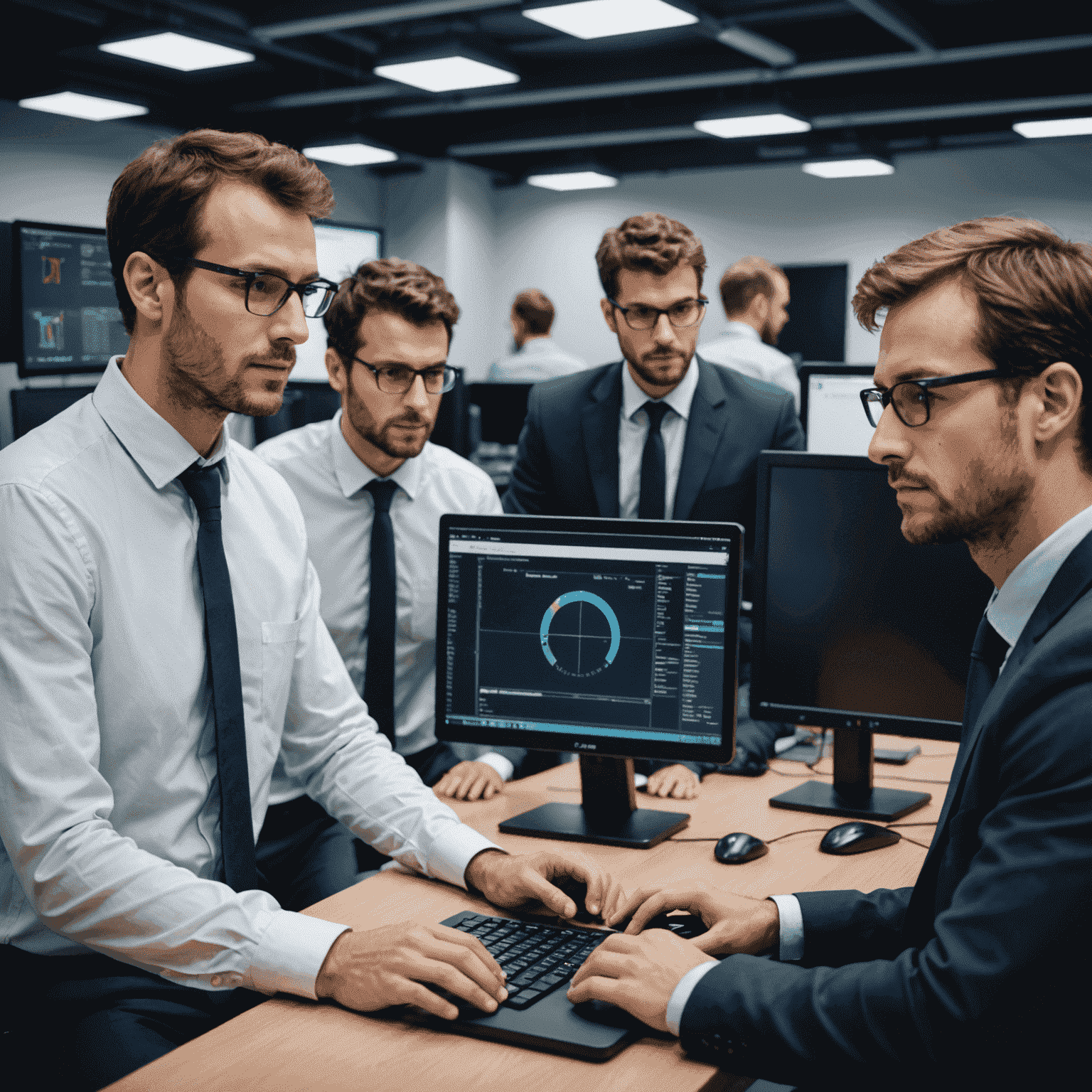 Équipe IT française utilisant Advanced IP Scanner dans un environnement professionnel